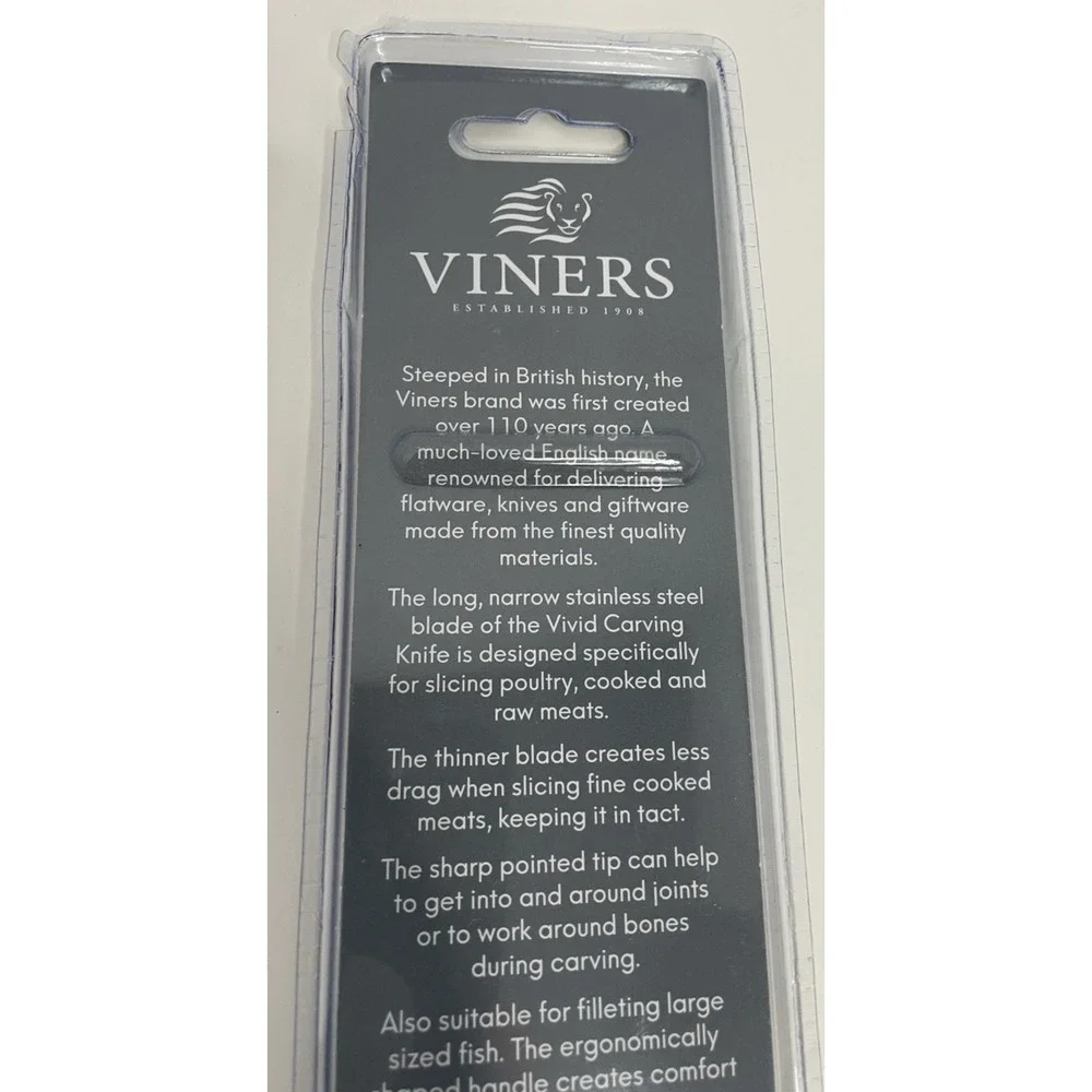 Viners Vivid 8 Inch Carving Knife‎ Stainless Steel Blade, Purple, NEW